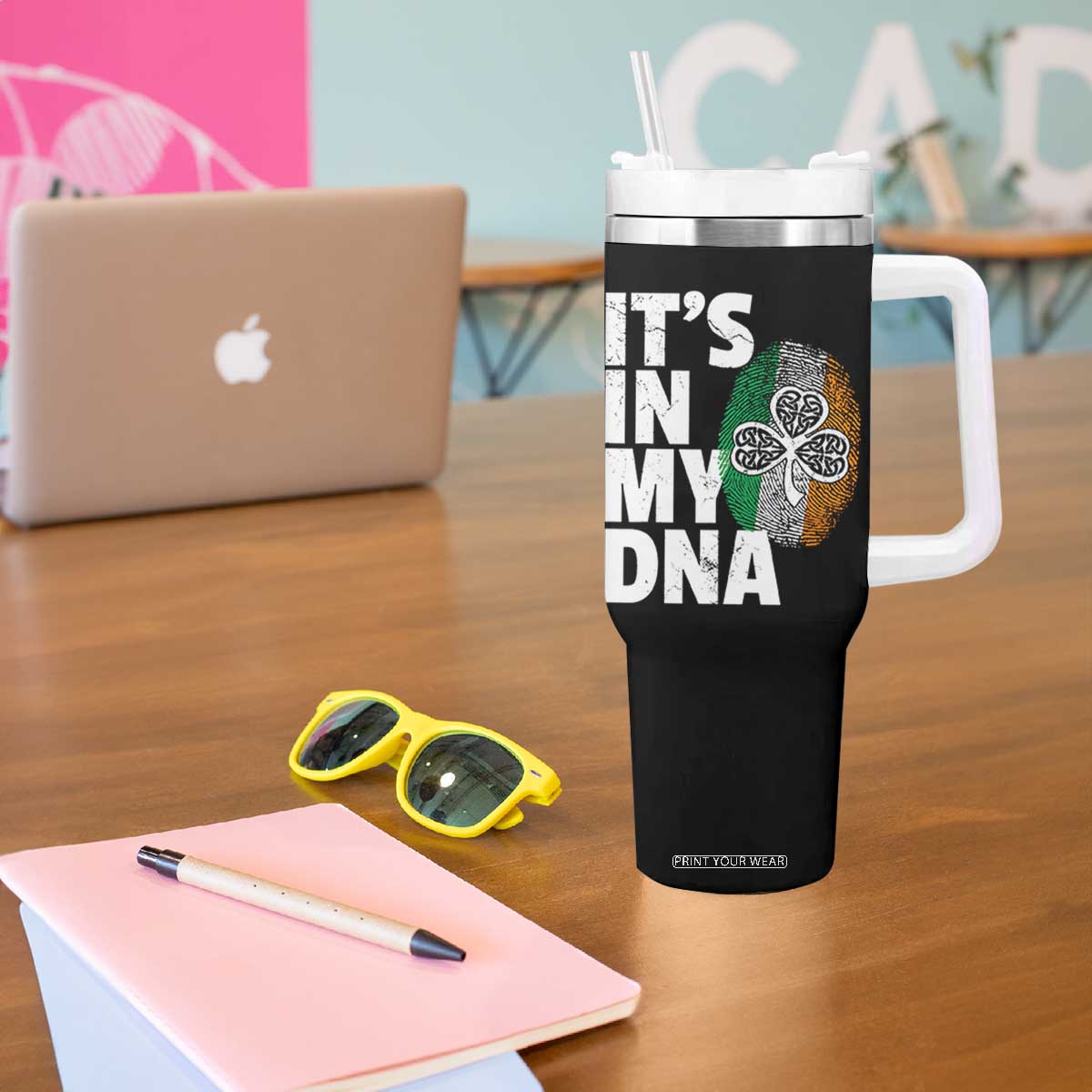 Funny Irish It's In My DNA Tumbler With Handle Ireland Fingerprint Flag TS11 Print Your Wear
