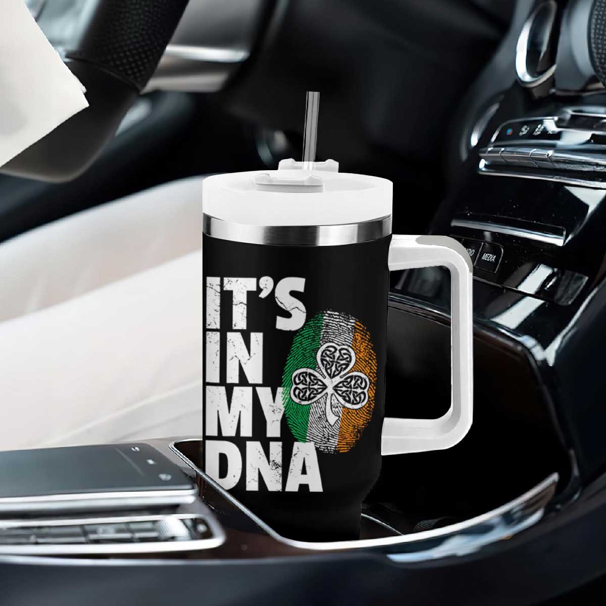 Funny Irish It's In My DNA Tumbler With Handle Ireland Fingerprint Flag TS11 Print Your Wear