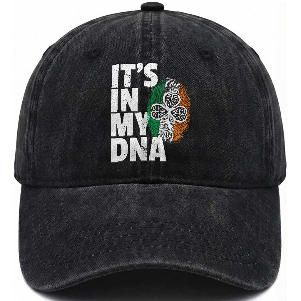 Funny Irish It's In My DNA Washed Cotton Baseball Cap Ireland Fingerprint Flag TS11 Print Your Wear