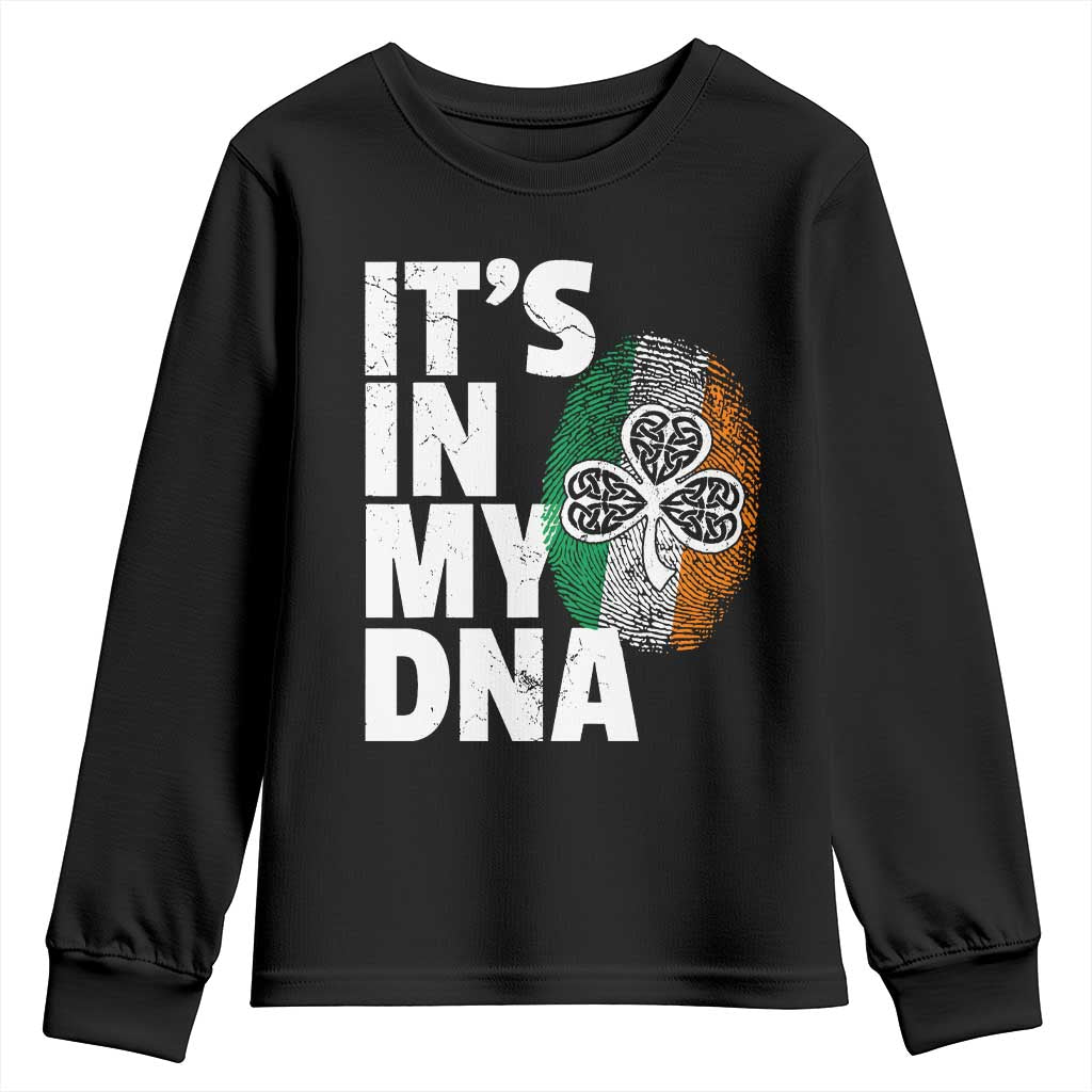 Funny Irish It's In My DNA Youth Sweatshirt Ireland Fingerprint Flag TS11 Black Print Your Wear