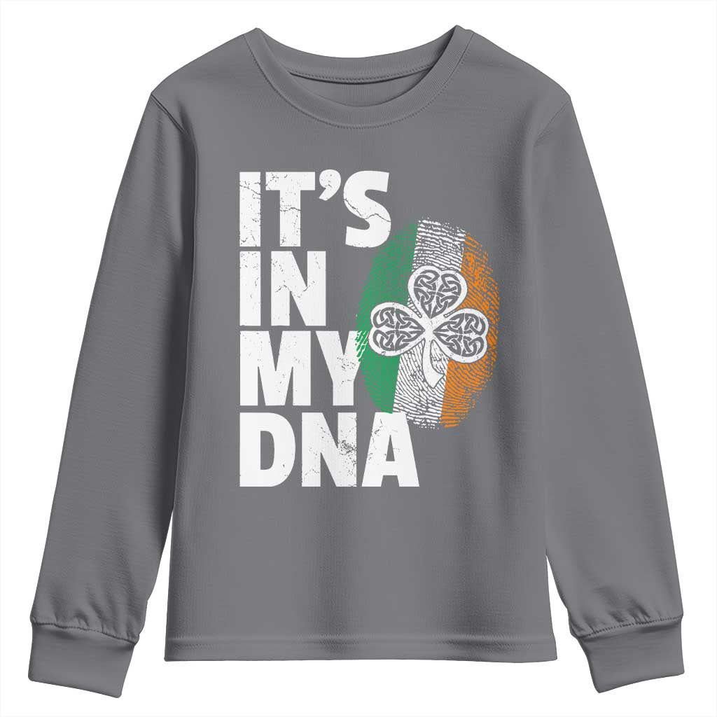 Funny Irish It's In My DNA Youth Sweatshirt Ireland Fingerprint Flag TS11 Charcoal Print Your Wear