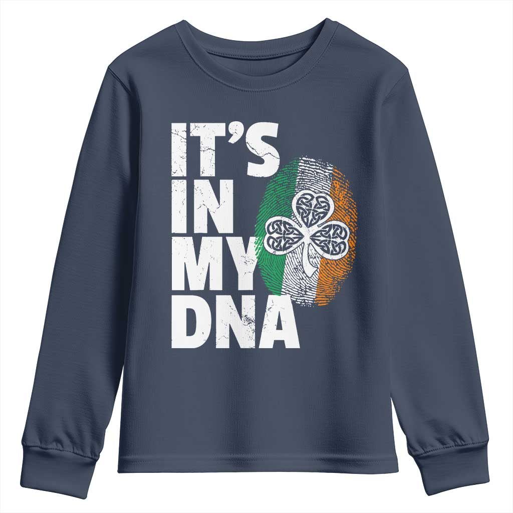 Funny Irish It's In My DNA Youth Sweatshirt Ireland Fingerprint Flag TS11 Navy Print Your Wear