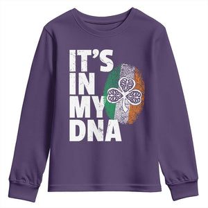 Funny Irish It's In My DNA Youth Sweatshirt Ireland Fingerprint Flag TS11 Purple Print Your Wear