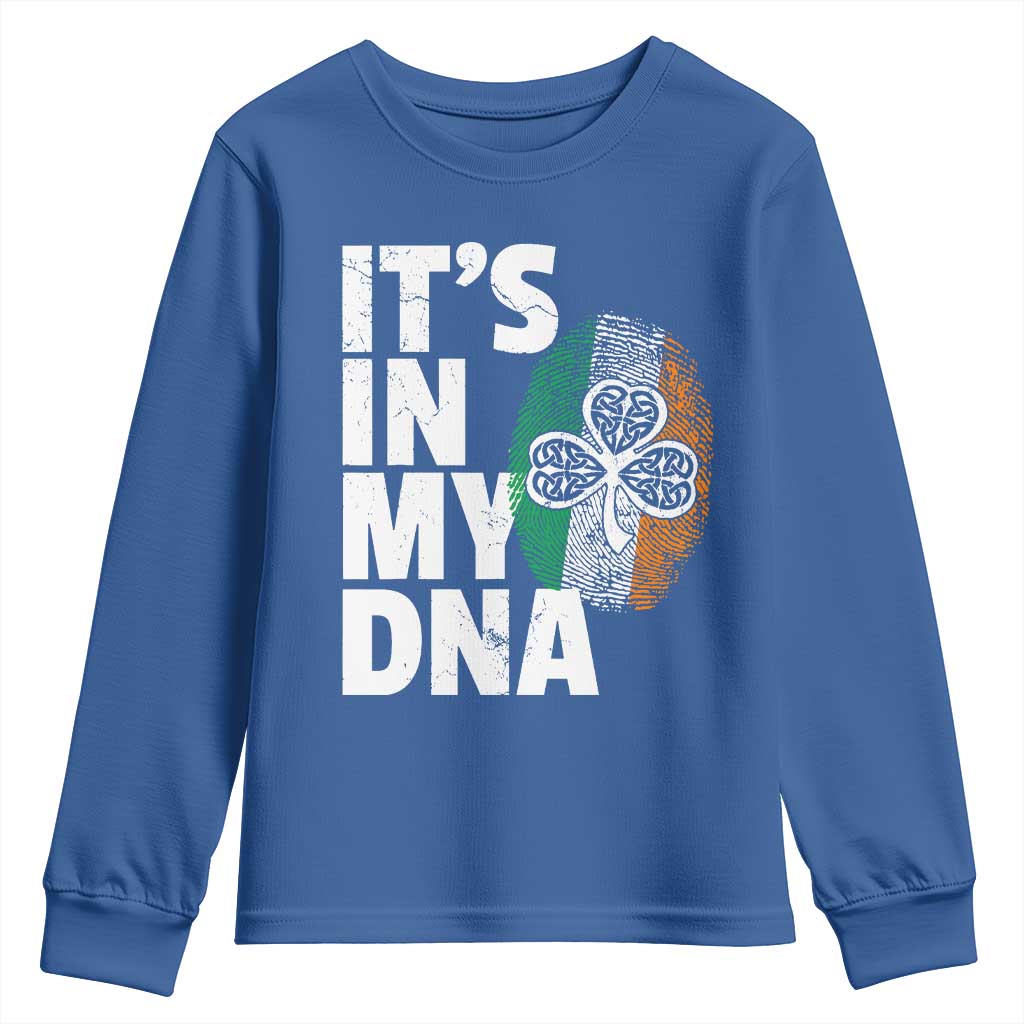 Funny Irish It's In My DNA Youth Sweatshirt Ireland Fingerprint Flag TS11 Royal Blue Print Your Wear