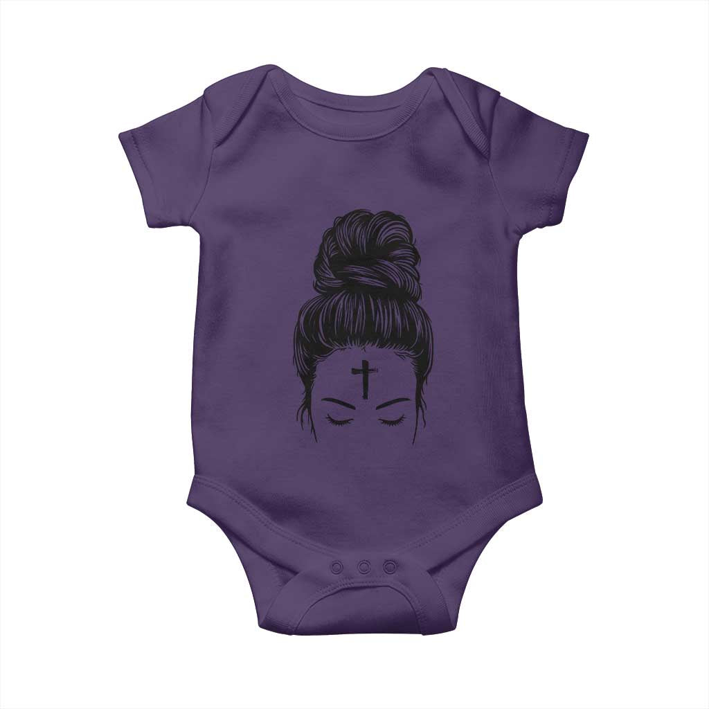 Ash Wednesday Messy Bun Ashes Cross Christian Religious Baby Onesie TS11 Purple Print Your Wear