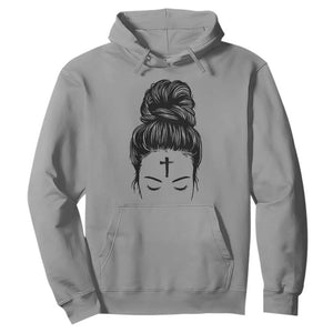 Ash Wednesday Messy Bun Ashes Cross Christian Religious Hoodie TS11 Sport Gray Print Your Wear