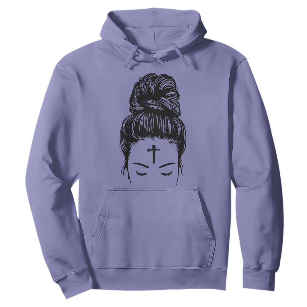 Ash Wednesday Messy Bun Ashes Cross Christian Religious Hoodie TS11 Violet Print Your Wear
