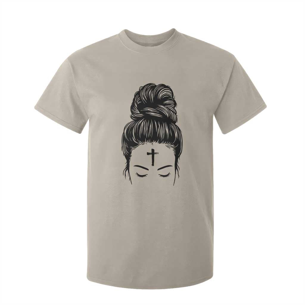 Ash Wednesday Messy Bun Ashes Cross Christian Religious T Shirt For Kid TS11 Sand Print Your Wear
