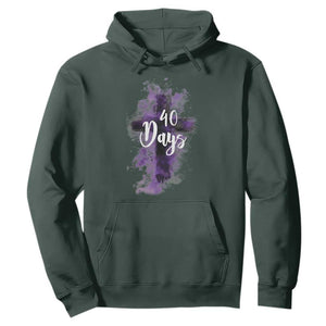 40 Days Christian Religious Hoodie Ash Wednesday Ashes Cross TS11 Dark Forest Green Print Your Wear
