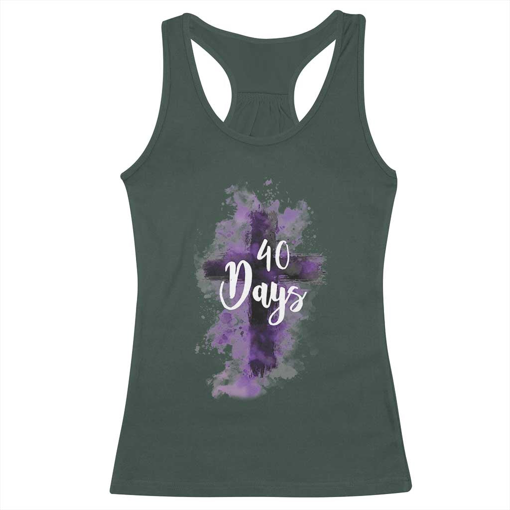 40 Days Christian Religious Racerback Tank Top Ash Wednesday Ashes Cross TS11 Dark Forest Green Print Your Wear