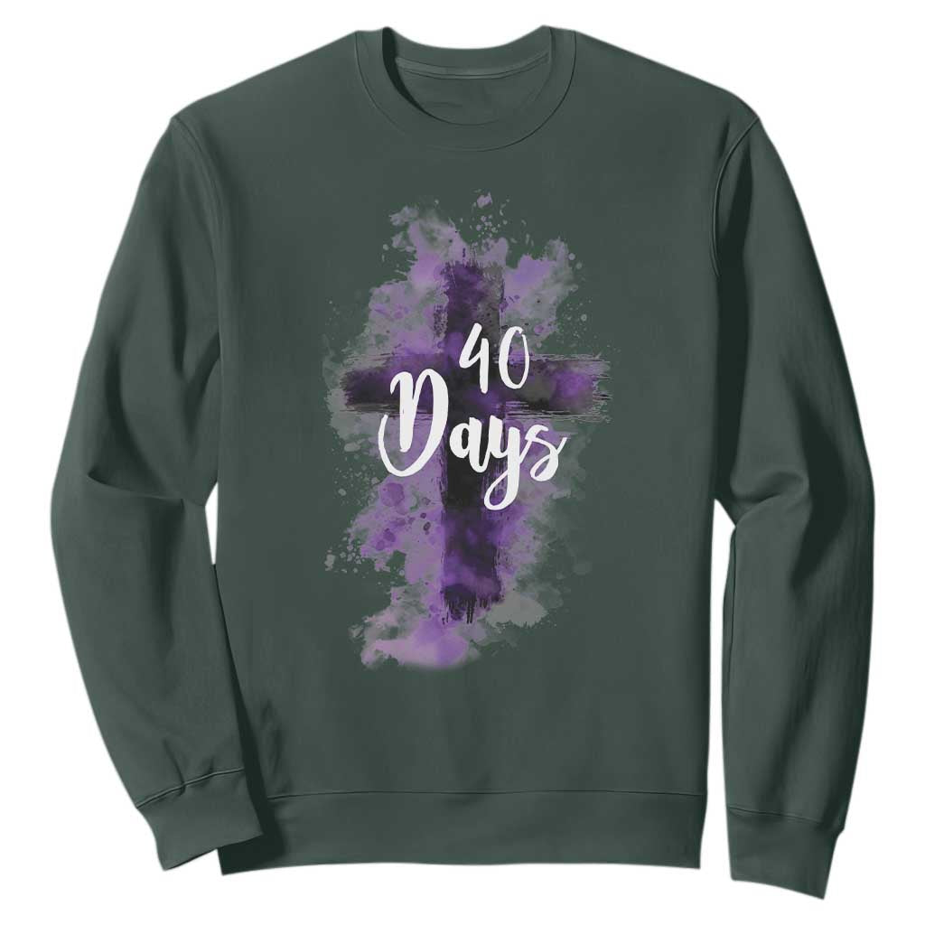 40 Days Christian Religious Sweatshirt Ash Wednesday Ashes Cross TS11 Dark Forest Green Print Your Wear
