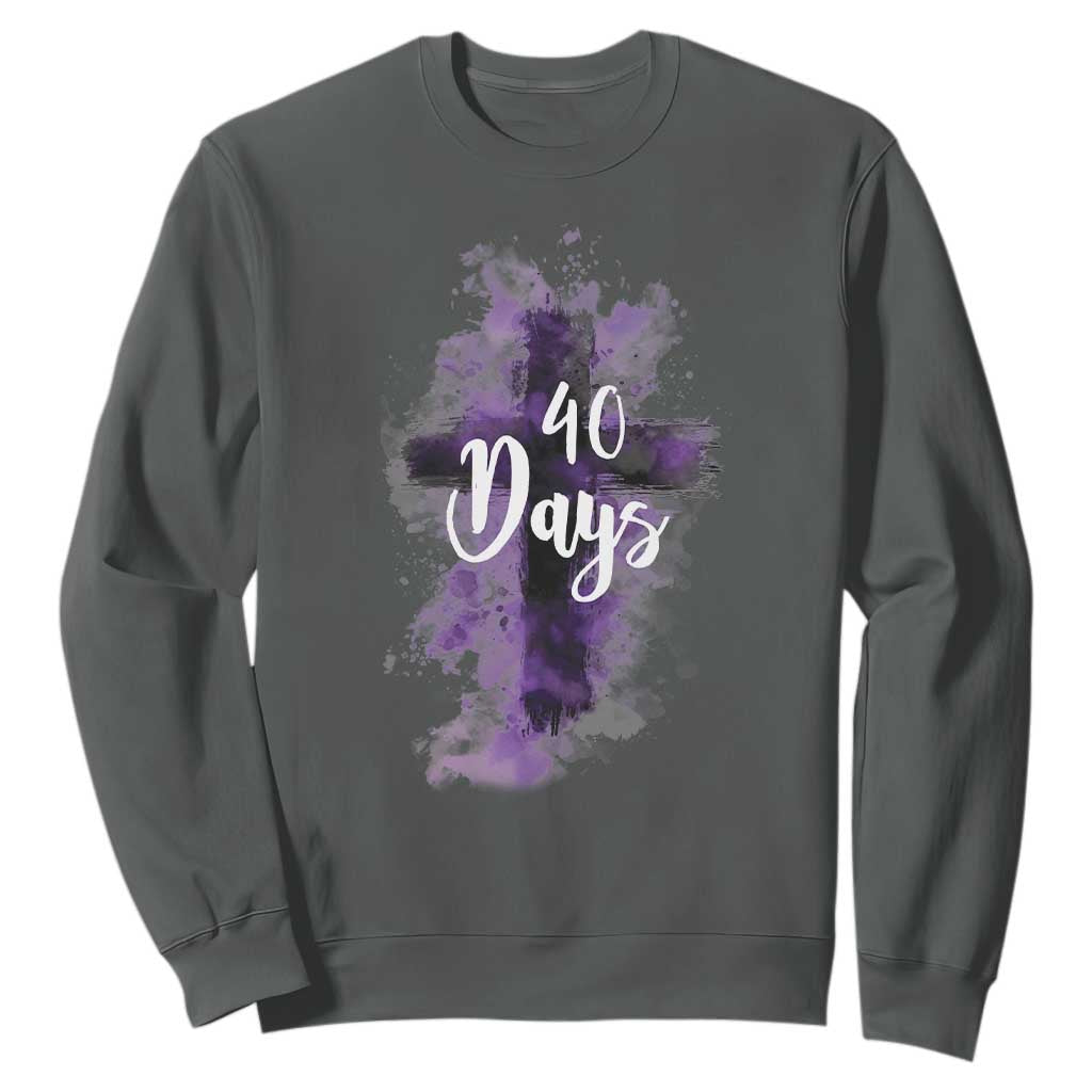 40 Days Christian Religious Sweatshirt Ash Wednesday Ashes Cross TS11 Dark Heather Print Your Wear
