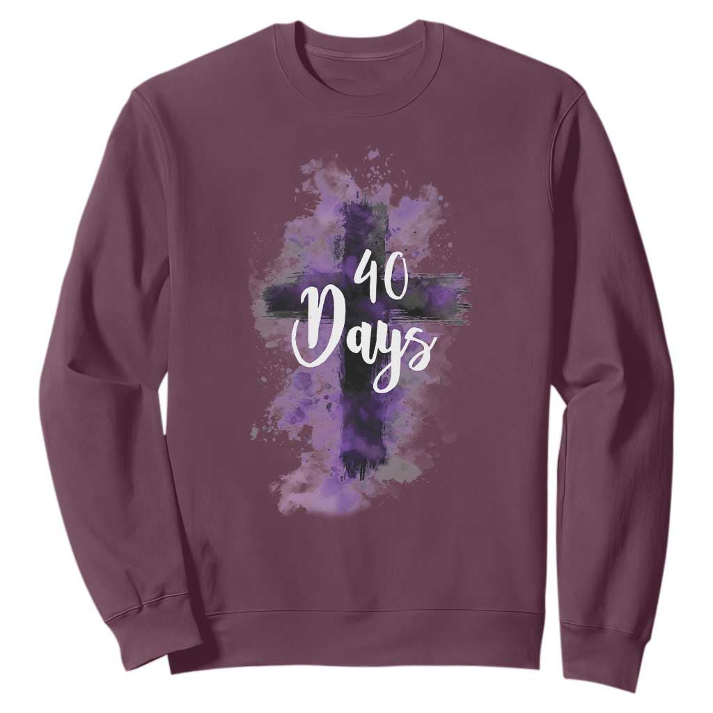40 Days Christian Religious Sweatshirt Ash Wednesday Ashes Cross TS11 Maroon Print Your Wear