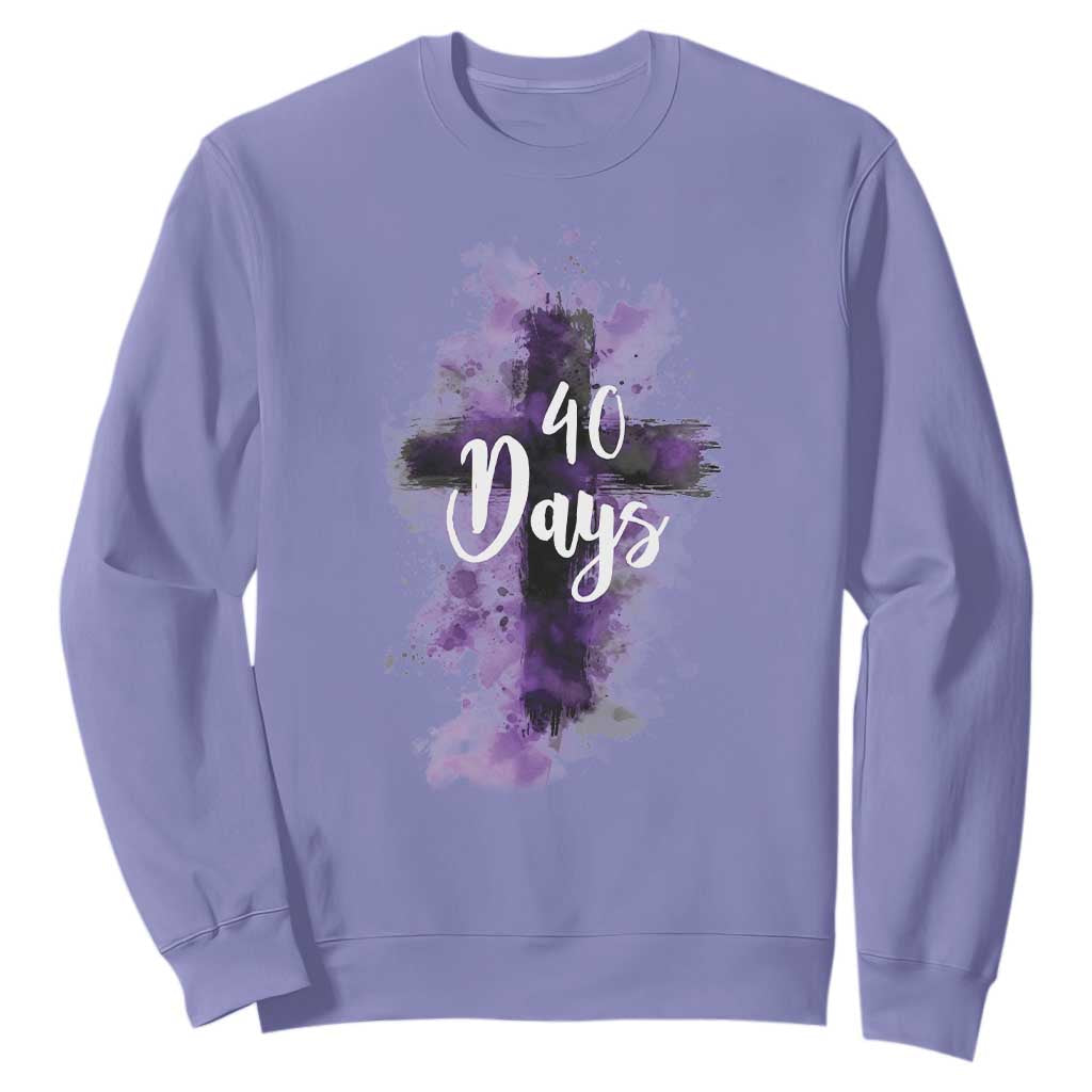 40 Days Christian Religious Sweatshirt Ash Wednesday Ashes Cross TS11 Violet Print Your Wear