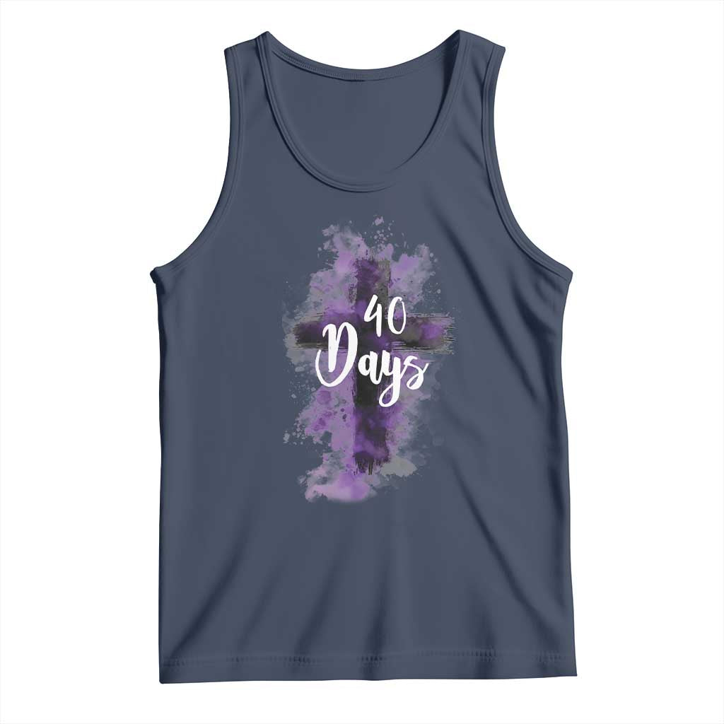 40 Days Christian Religious Tank Top Ash Wednesday Ashes Cross TS11 Navy Print Your Wear