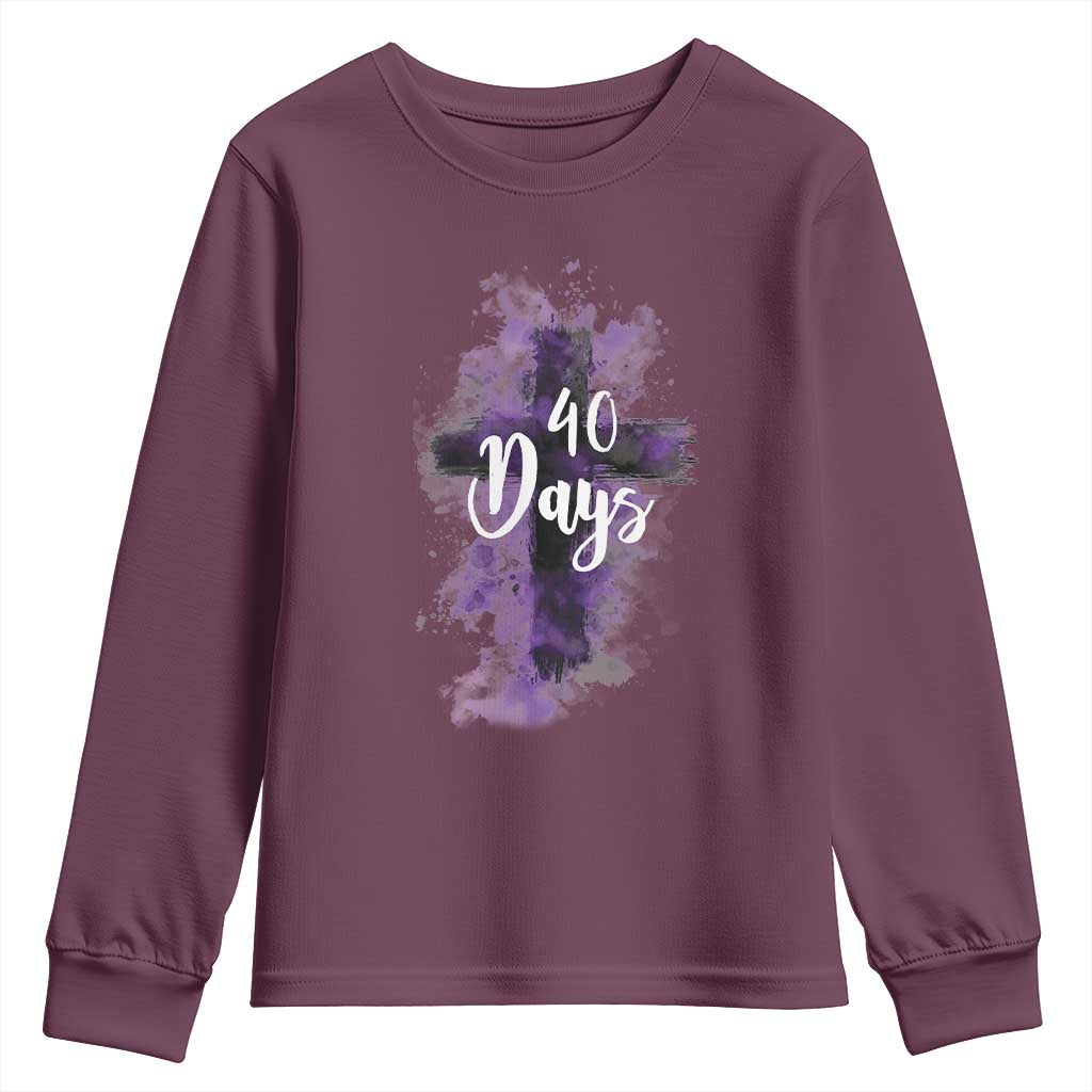 40 Days Christian Religious Youth Sweatshirt Ash Wednesday Ashes Cross TS11 Maroon Print Your Wear
