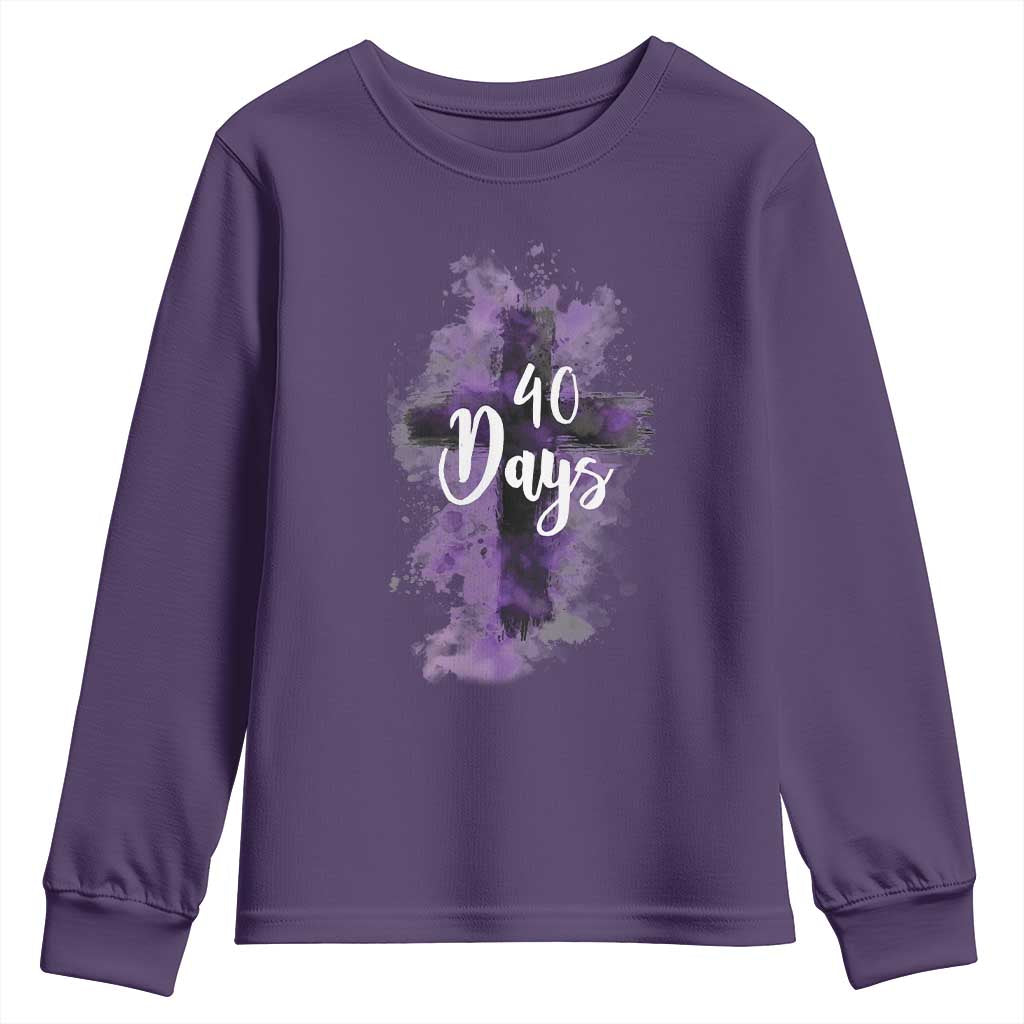40 Days Christian Religious Youth Sweatshirt Ash Wednesday Ashes Cross TS11 Purple Print Your Wear