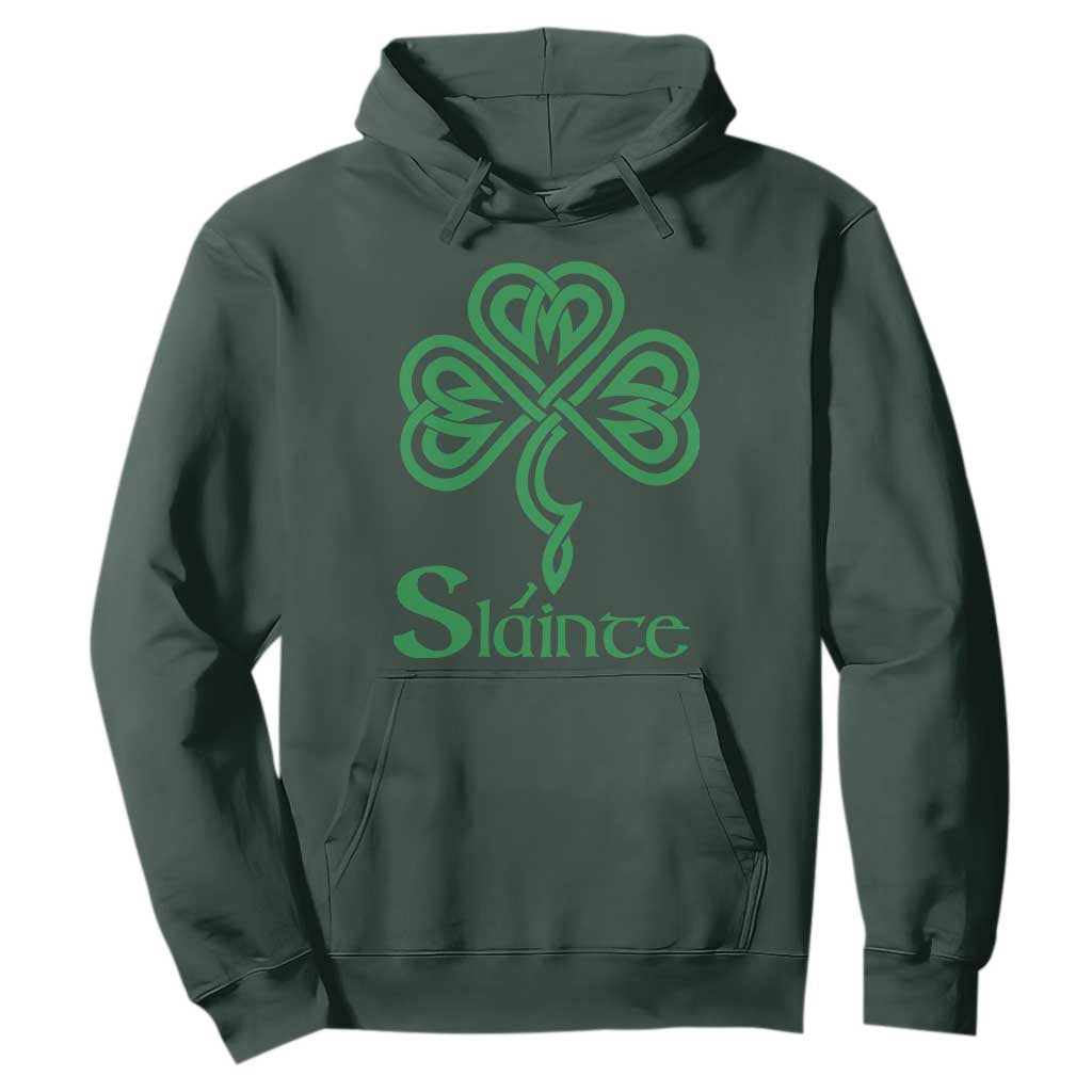 Funny Irish Beer Drinking St Patrick's Day Slainte Hoodie Celtic Shamrock TS11 Dark Forest Green Print Your Wear