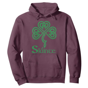 Funny Irish Beer Drinking St Patrick's Day Slainte Hoodie Celtic Shamrock TS11 Maroon Print Your Wear