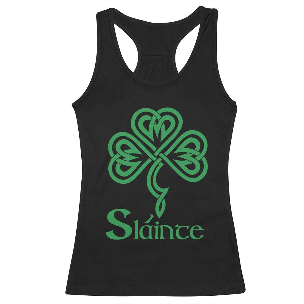 Funny Irish Beer Drinking St Patrick's Day Slainte Racerback Tank Top Celtic Shamrock TS11 Black Print Your Wear