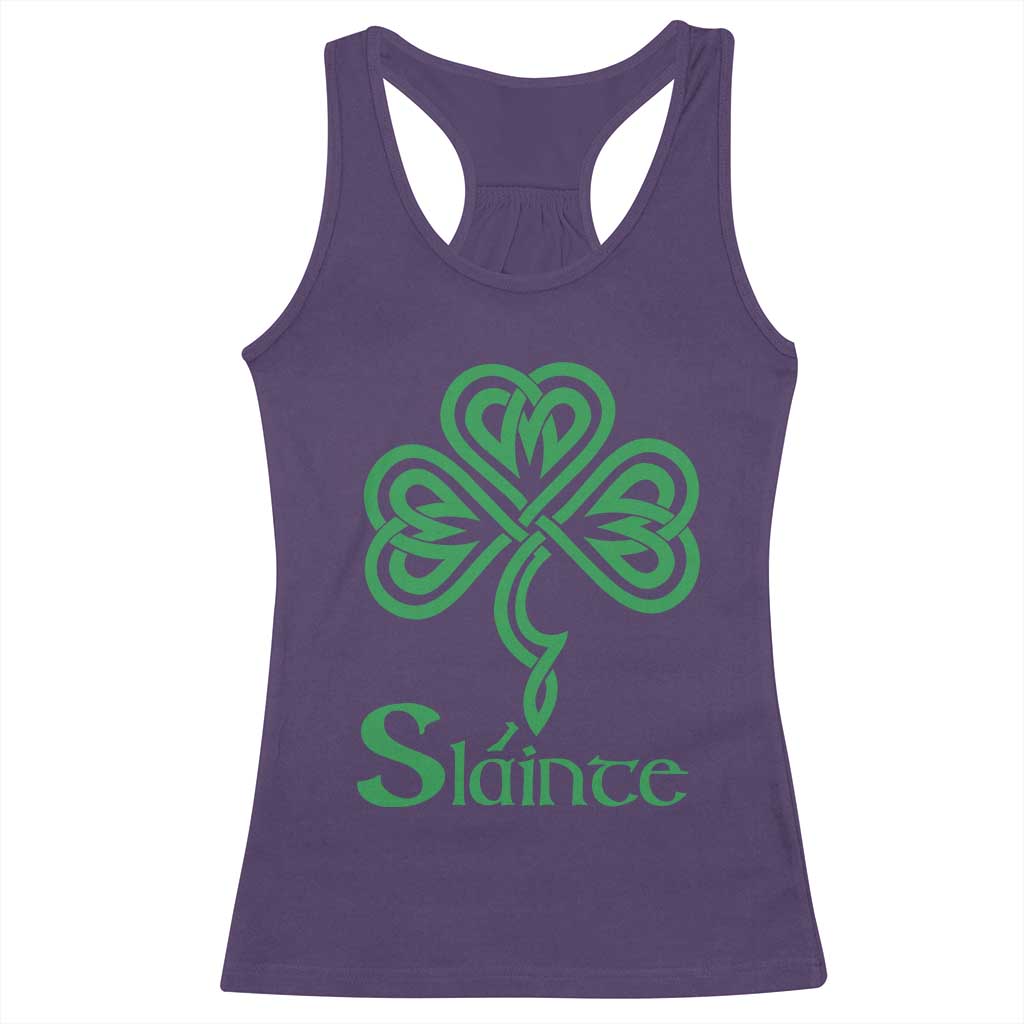 Funny Irish Beer Drinking St Patrick's Day Slainte Racerback Tank Top Celtic Shamrock TS11 Purple Print Your Wear