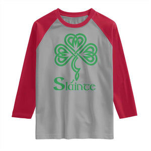 Funny Irish Beer Drinking St Patrick's Day Slainte Raglan Shirt Celtic Shamrock TS11 Sport Gray Red Print Your Wear
