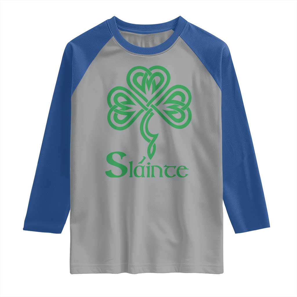 Funny Irish Beer Drinking St Patrick's Day Slainte Raglan Shirt Celtic Shamrock TS11 Sport Gray Royal Print Your Wear