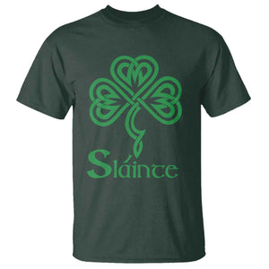 Funny Irish Beer Drinking St Patrick's Day Slainte T Shirt Celtic Shamrock TS11 Dark Forest Green Print Your Wear