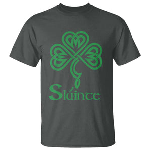 Funny Irish Beer Drinking St Patrick's Day Slainte T Shirt Celtic Shamrock TS11 Dark Heather Print Your Wear