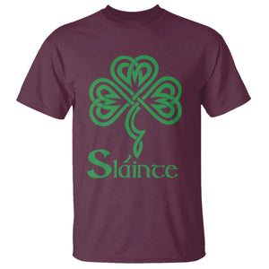 Funny Irish Beer Drinking St Patrick's Day Slainte T Shirt Celtic Shamrock TS11 Maroon Print Your Wear