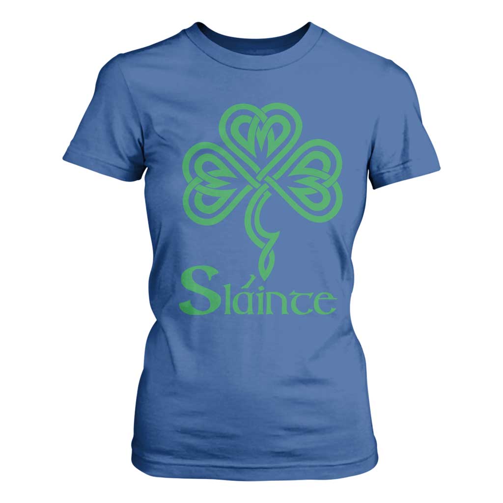 Funny Irish Beer Drinking St Patrick's Day Slainte T Shirt For Women Celtic Shamrock TS11 Royal Blue Print Your Wear