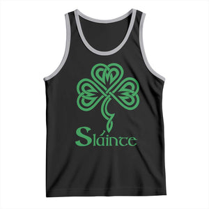 Funny Irish Beer Drinking St Patrick's Day Slainte Tank Top Celtic Shamrock TS11 Black Athletic Heather Print Your Wear