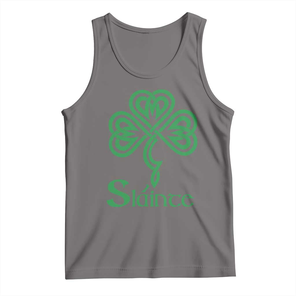 Funny Irish Beer Drinking St Patrick's Day Slainte Tank Top Celtic Shamrock TS11 Deep Heather Print Your Wear