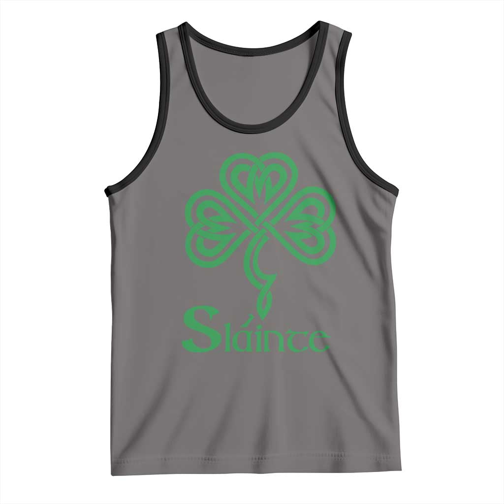 Funny Irish Beer Drinking St Patrick's Day Slainte Tank Top Celtic Shamrock TS11 Deep Heather Black Print Your Wear