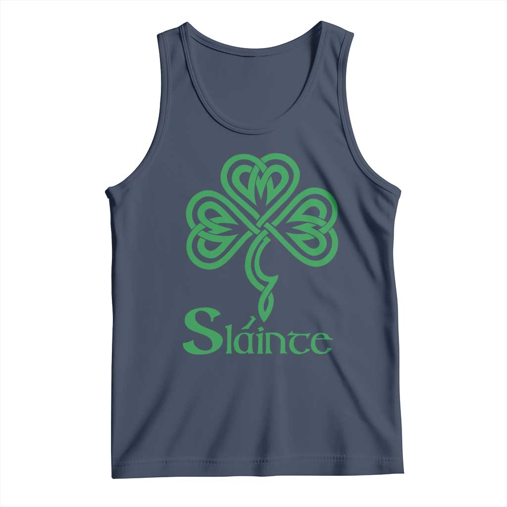 Funny Irish Beer Drinking St Patrick's Day Slainte Tank Top Celtic Shamrock TS11 Navy Print Your Wear