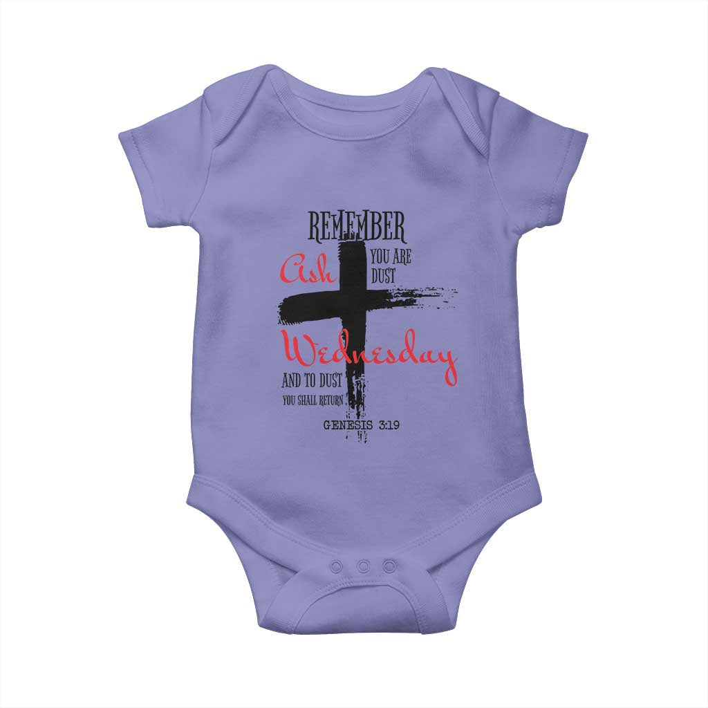 Ash Wednesday Baby Onesie Remember You are Dust And To Dust You Shall Return Genesis 3:19 TS11 Violet Print Your Wear