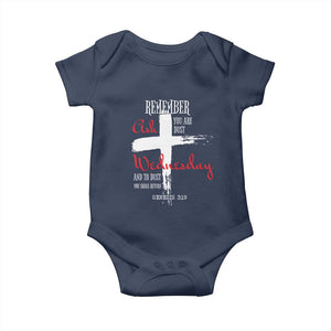Ash Wednesday Baby Onesie Remember You are Dust And To Dust You Shall Return Genesis 3:19 Ashes Cross TS11 Navy Print Your Wear