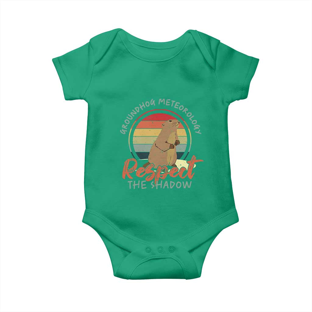 Funny Groundhog Day Baby Onesie Groundhog Meteorology Respect The Shadow Vintage Retro TS11 Irish Green Print Your Wear
