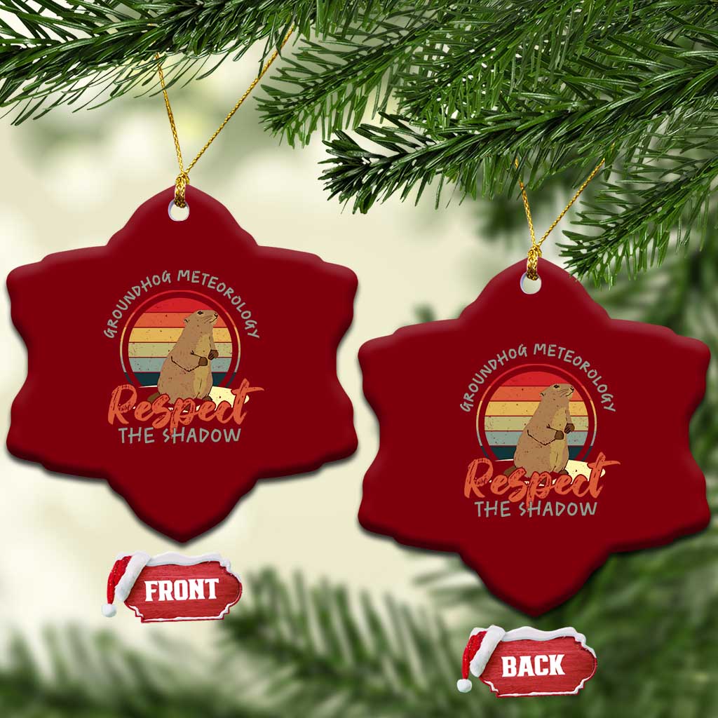 Funny Groundhog Day Ceramic Ornament Groundhog Meteorology Respect The Shadow Vintage Retro TS11 Print Your Wear