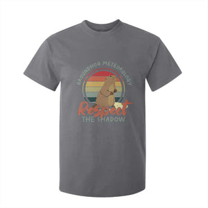 Funny Groundhog Day T Shirt For Kid Groundhog Meteorology Respect The Shadow Vintage Retro TS11 Charcoal Print Your Wear