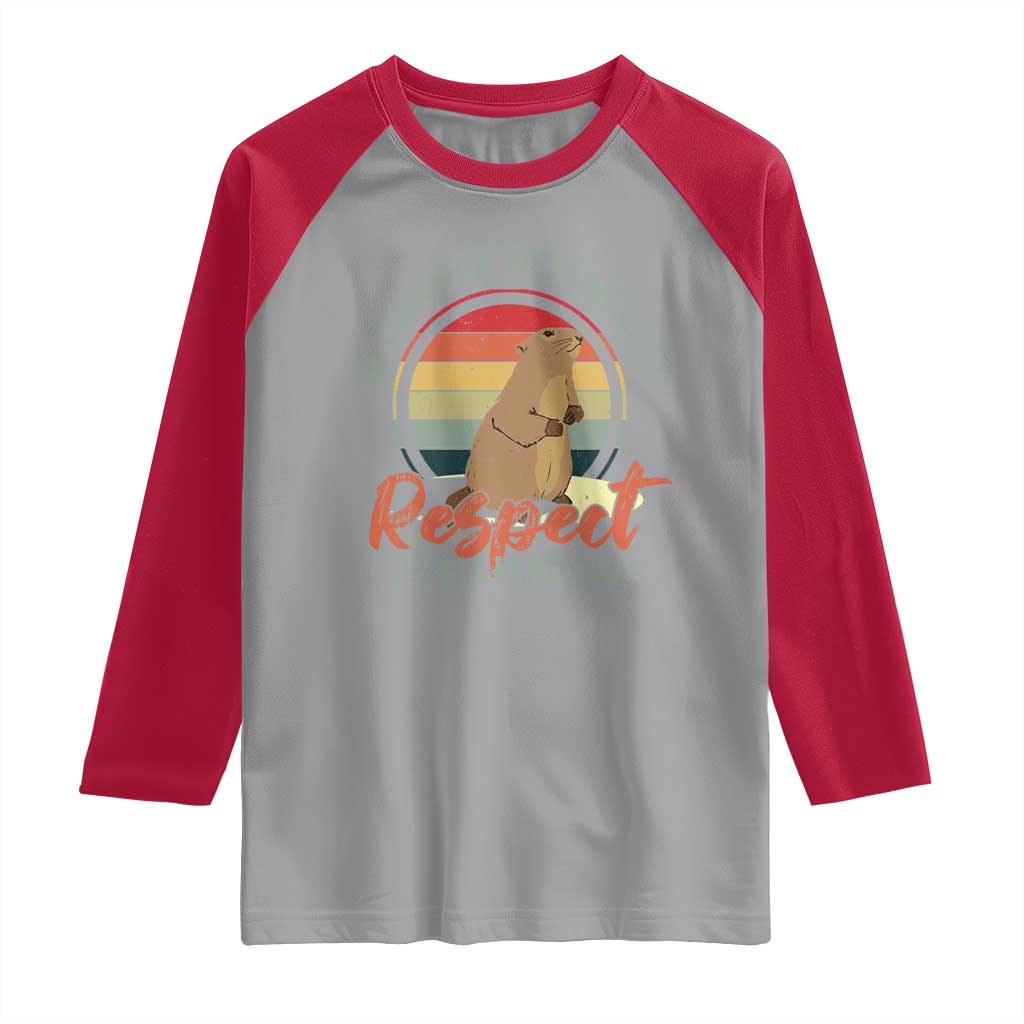 Funny Groundhog Day Raglan Shirt Groundhog Meteorology Respect The Shadow Vintage Retro TS11 Sport Gray Red Print Your Wear
