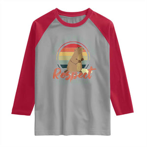 Funny Groundhog Day Raglan Shirt Groundhog Meteorology Respect The Shadow Vintage Retro TS11 Sport Gray Red Print Your Wear