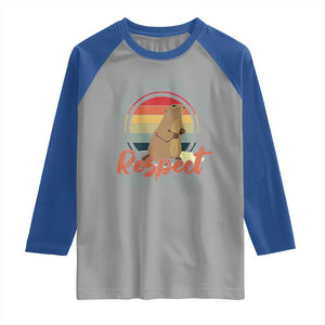 Funny Groundhog Day Raglan Shirt Groundhog Meteorology Respect The Shadow Vintage Retro TS11 Sport Gray Royal Print Your Wear