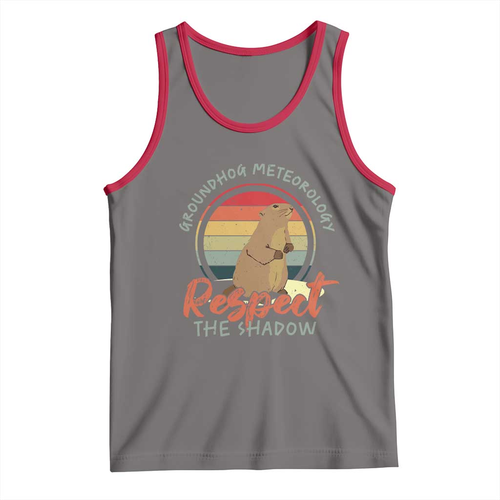 Funny Groundhog Day Tank Top Groundhog Meteorology Respect The Shadow Vintage Retro TS11 Deep Heather Red Print Your Wear