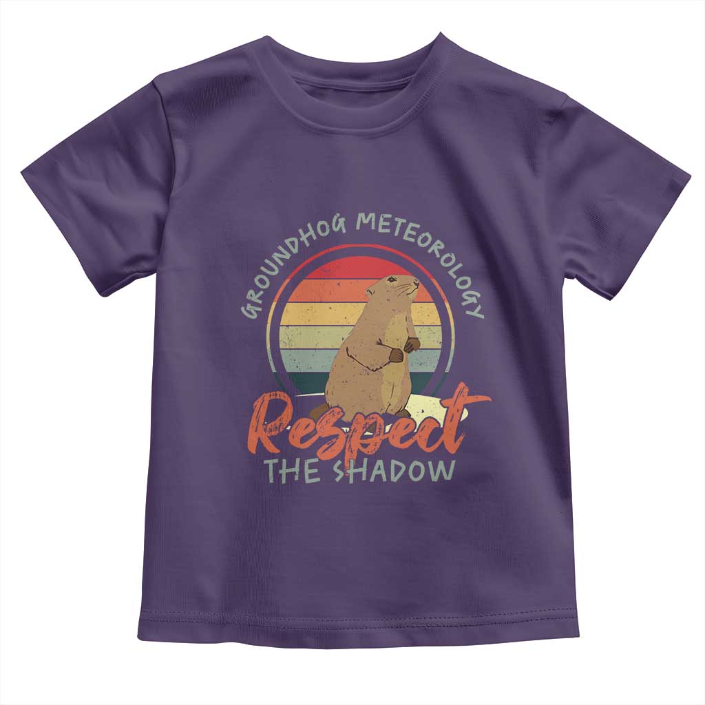 Funny Groundhog Day Toddler T Shirt Groundhog Meteorology Respect The Shadow Vintage Retro TS11 Purple Print Your Wear