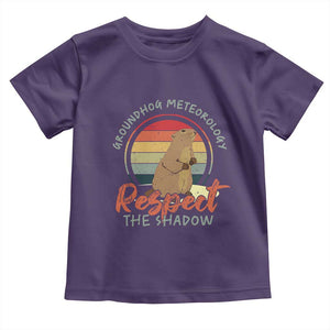 Funny Groundhog Day Toddler T Shirt Groundhog Meteorology Respect The Shadow Vintage Retro TS11 Purple Print Your Wear