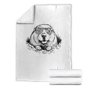 Funny Groundhog Face Woodchuck Sunglassess Throw Blanket TS11 White Print Your Wear