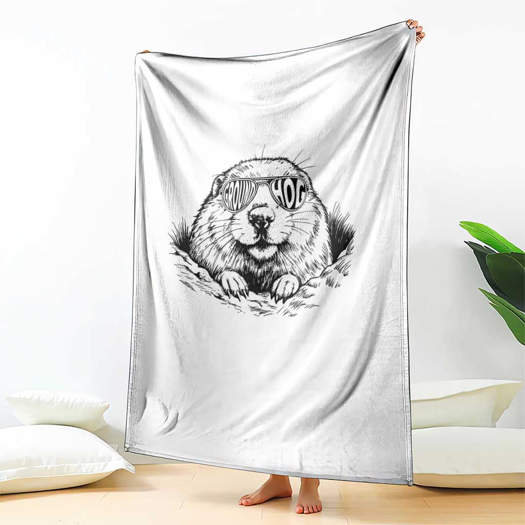Funny Groundhog Face Woodchuck Sunglassess Throw Blanket TS11 Print Your Wear