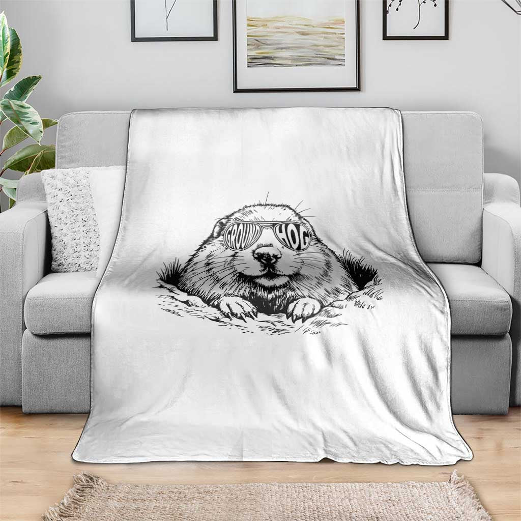 Funny Groundhog Face Woodchuck Sunglassess Throw Blanket TS11 Print Your Wear