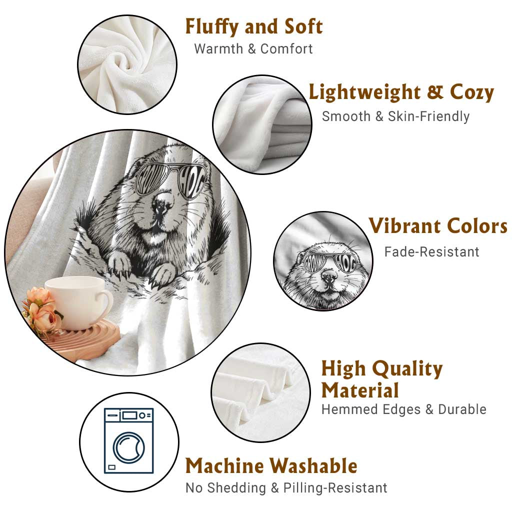 Funny Groundhog Face Woodchuck Sunglassess Throw Blanket TS11 Print Your Wear